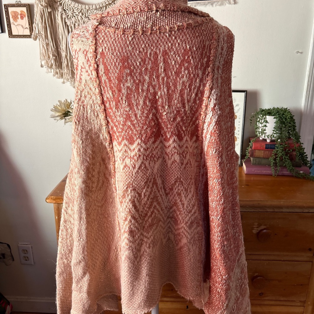 Free People Pink and Cream Textured Knit vest - Picture 4 of 6